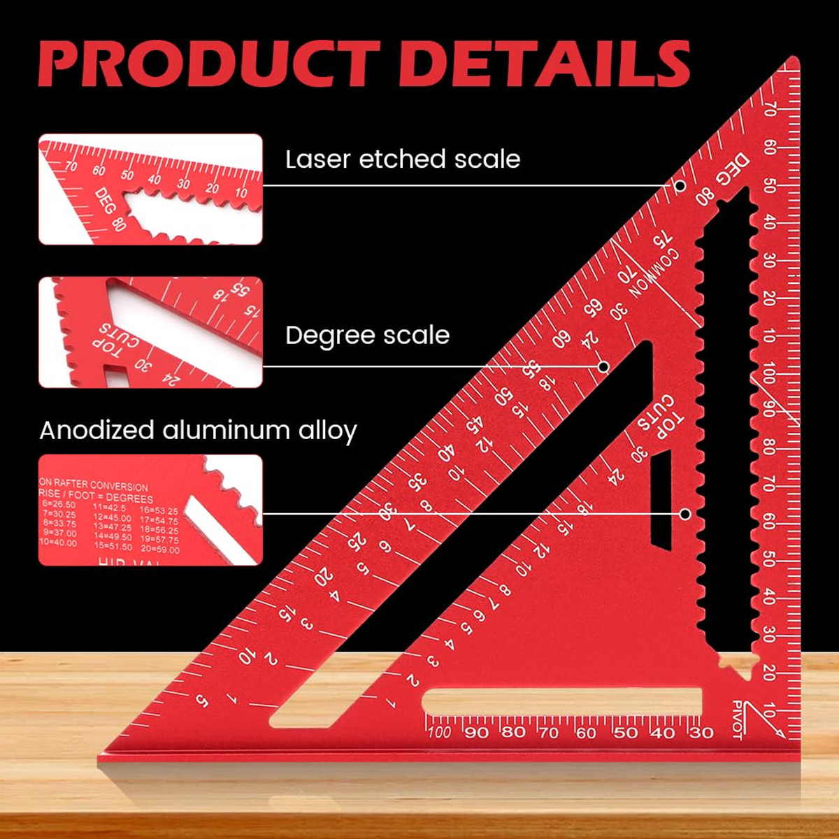 Aluminum Alloy Speed Square Hi - Woodworking Essentials ulasan dan harga