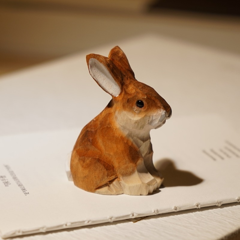 1PC Seated Bunny Hand Carved W - Woodworking Rabbet ulasan dan harga