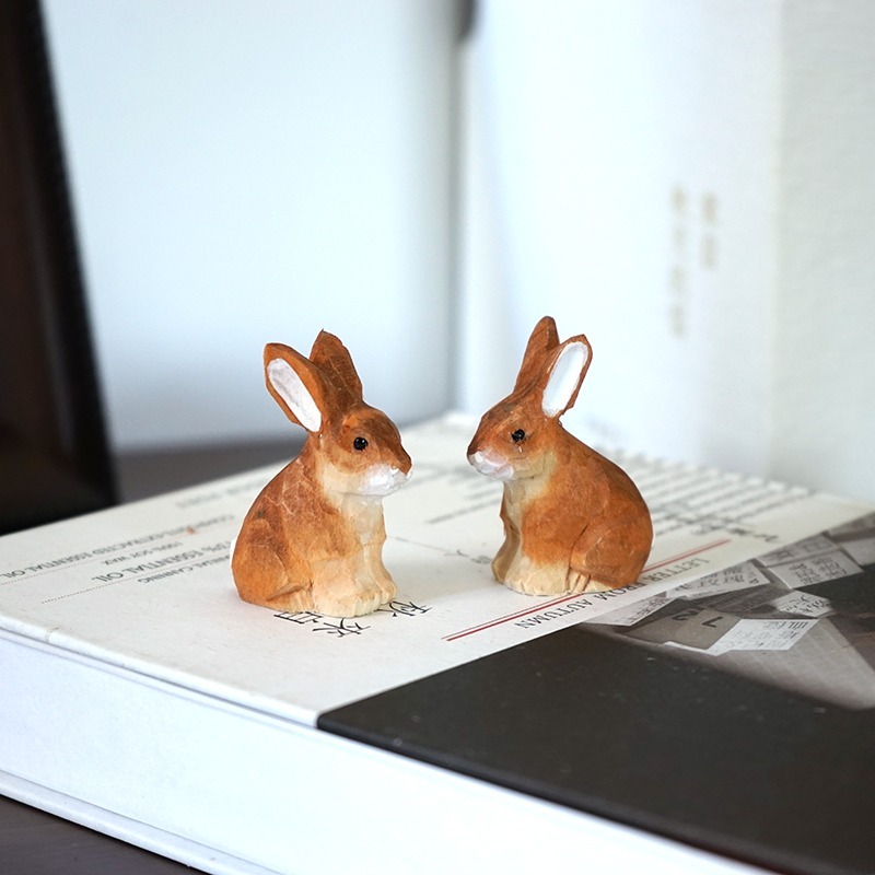 1PC Seated Bunny Hand Carved W - Woodworking Rabbet ulasan dan harga