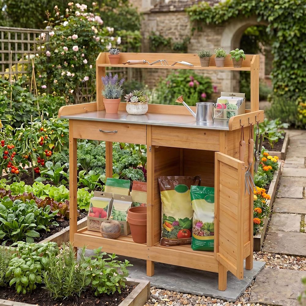 Outdoor Potting Bench Table Wo - Workbench Woodworking ulasan dan harga