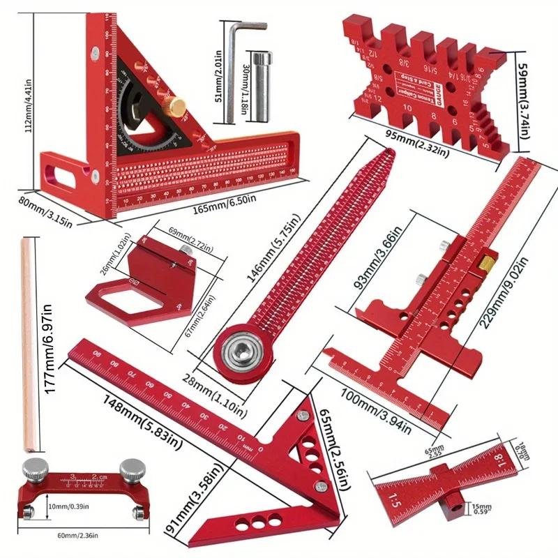 10‑Pcs Woodworking Layout Meas - Woodworking Free Plans ulasan dan harga