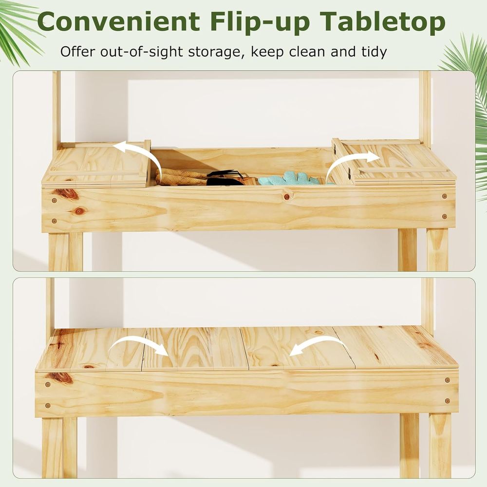 Potting Bench Table, 60” Wood  - Workbench Woodworking ulasan dan harga